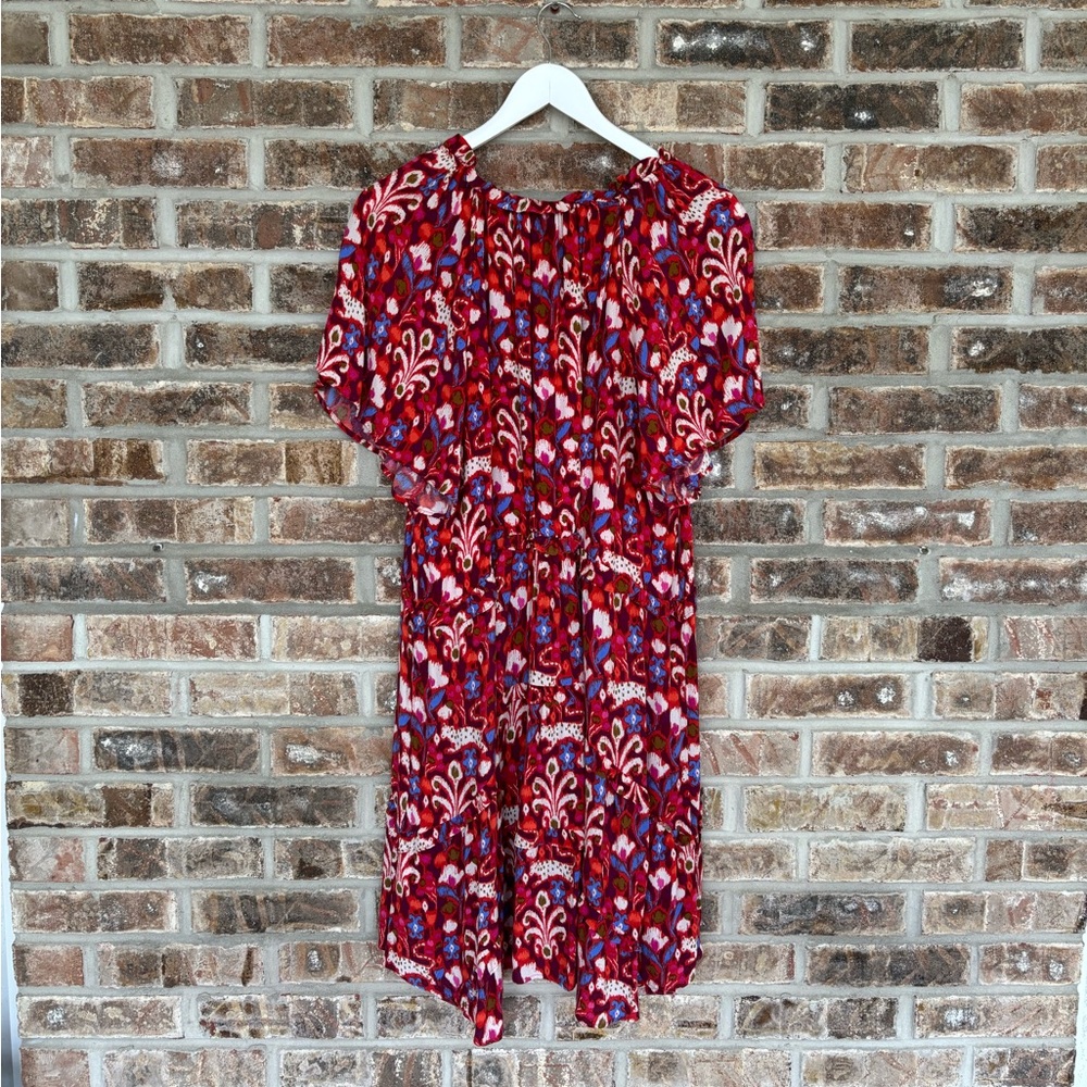 Anthropologie Robin Tiered Mini Dress Raspberry Color Large - Picture 6 of 7
